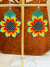 Load image into Gallery viewer, Sunflower Huichol Earrings