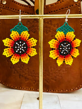 Load image into Gallery viewer, Sunflower Huichol Earrings
