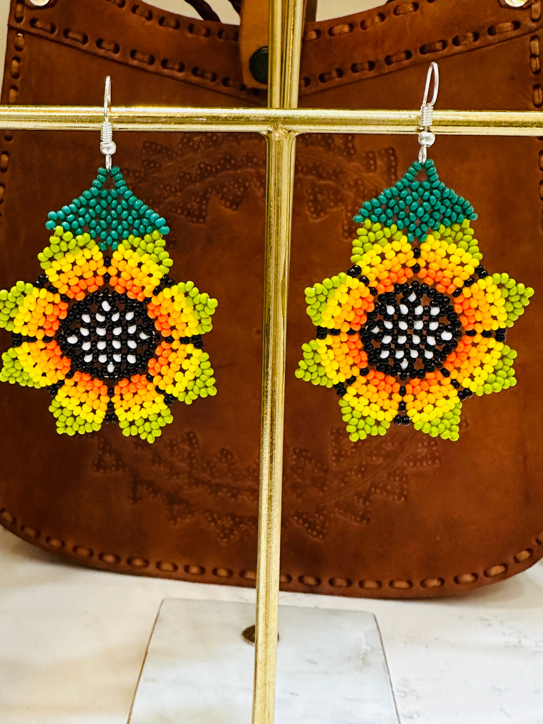 Sunflower Huichol Earrings