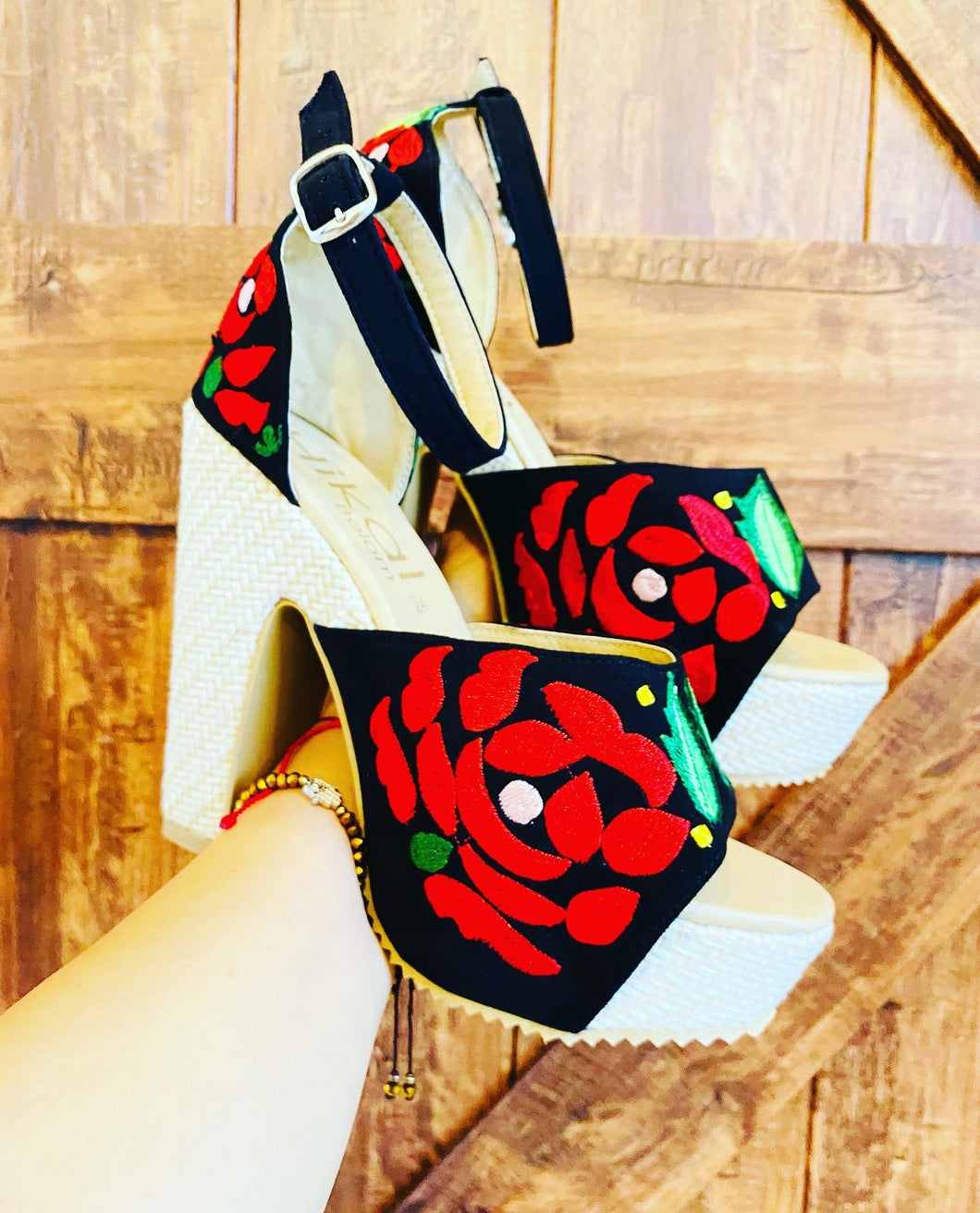 Micaela Block Heels - Black/Red