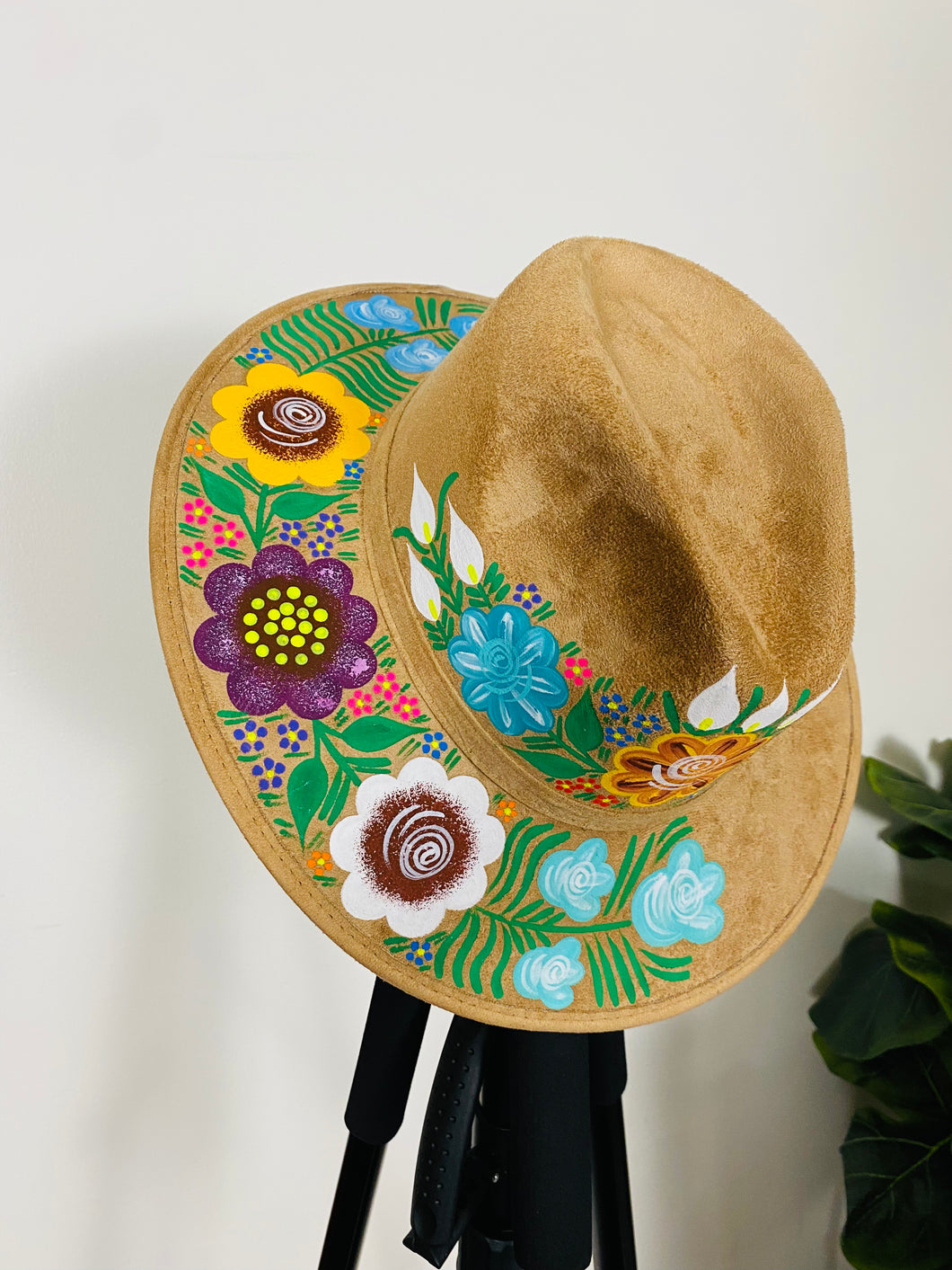 Suede Hand Painted Hat