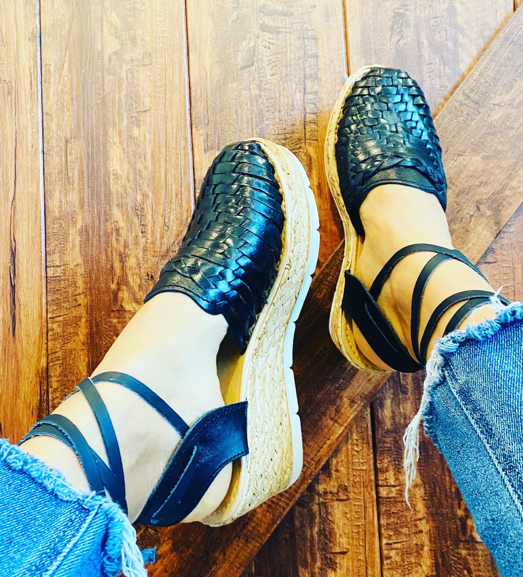 Carmen Huarache Wedges Black